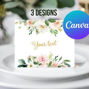Forest Greenery Floral Baby Shower Food Labels Printable Oh Baby Pink and Gold Card Food Tent Card Birthday Party Decor Editable Template