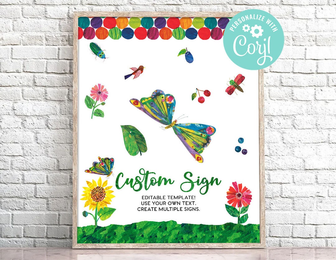 Very Hungry Caterpillar First Birthday Custom Sign Birthday Party ...