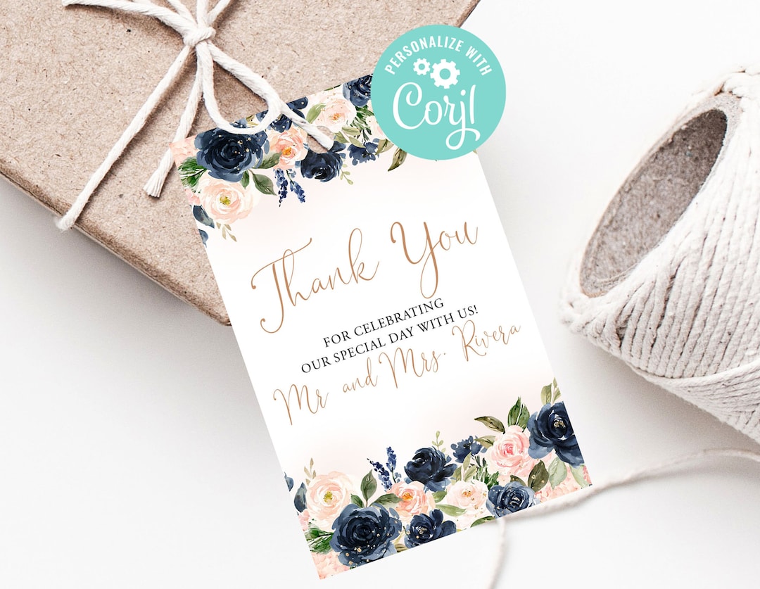 Wedding Thank You Tag Printable Gift Tags Template Favor Tags Bridal ...