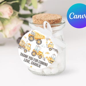 Construction Birthday Favor Tag Boy Stop the Traffic Dump Truck Thank You Tags Gift Tags Birthday Party Decor Printable Editable Template