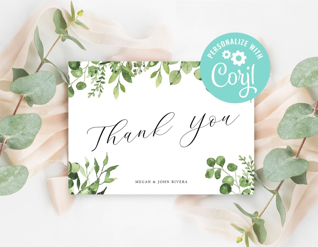 Wedding Thank You Card Template Editable Printable Digital Download or ...