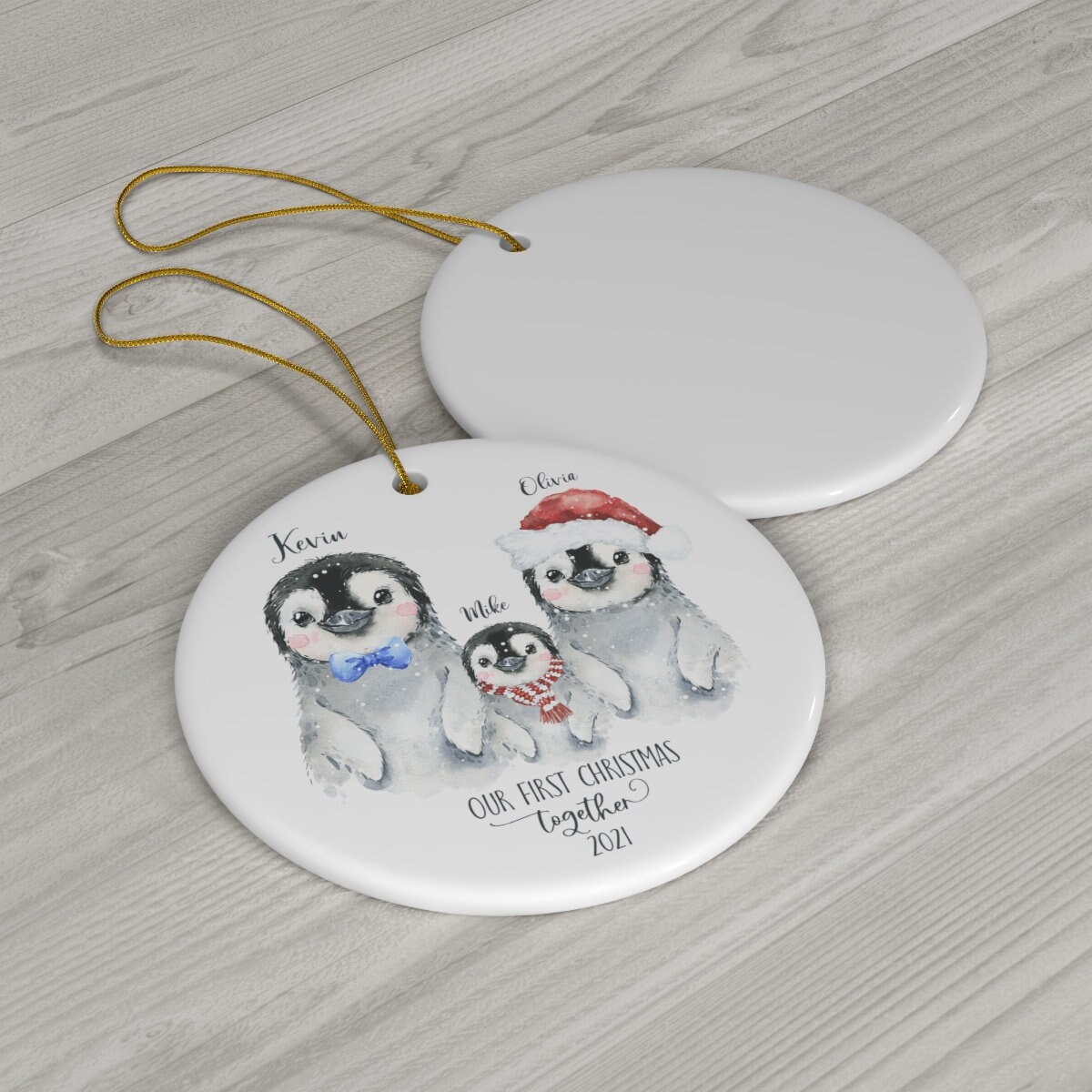 Personalized Penguin Family Christmas Ornament sold by ChaZhan | SKU