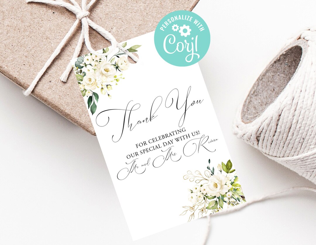 Wedding Thank You Tag Printable Gift Tags Template Favor Tags Bridal ...