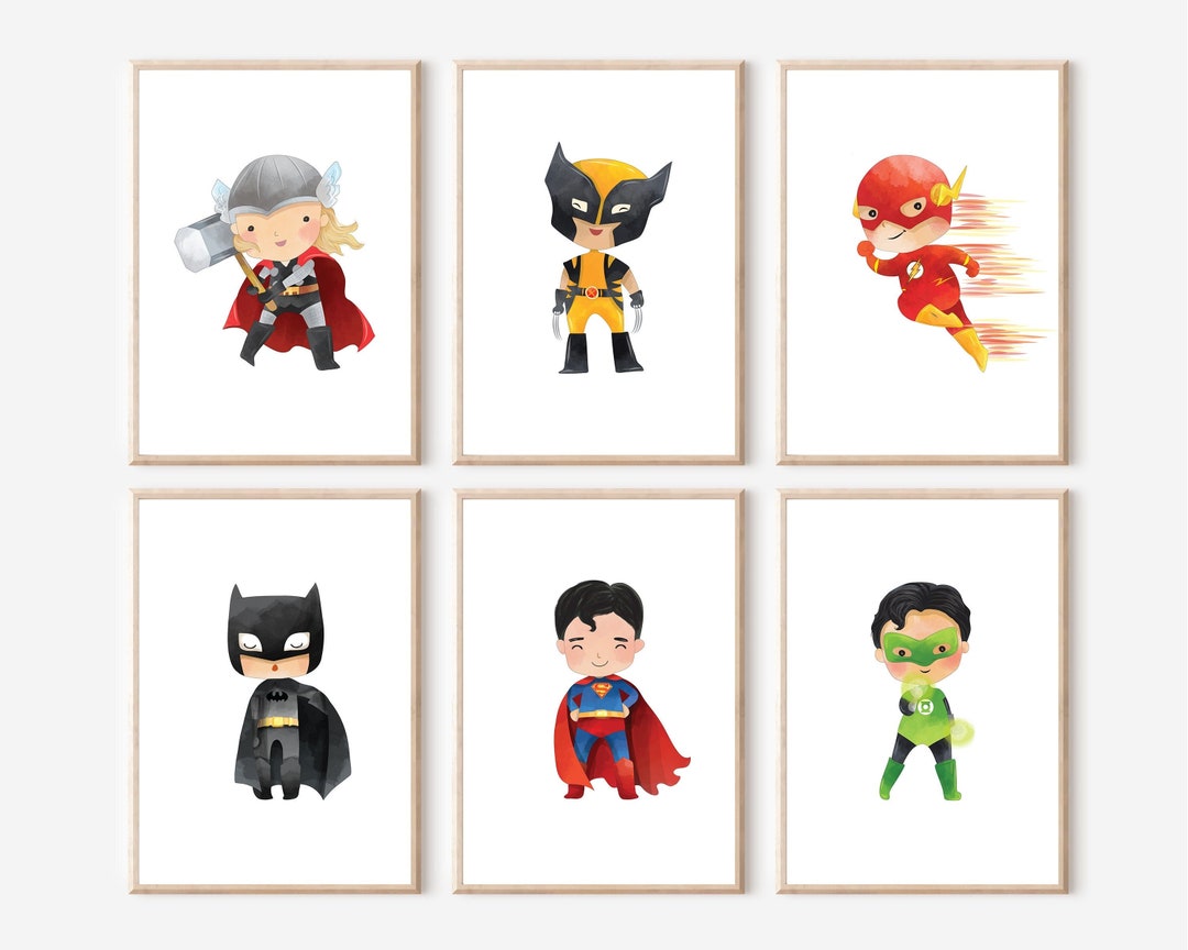 Cute Baby Superhero Nursery Wall Art Prints Boy Room Decor Poster Set ...
