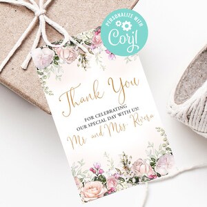 Wedding Thank You Tag Printable Gift Tags Template Favor Tags Bridal ...