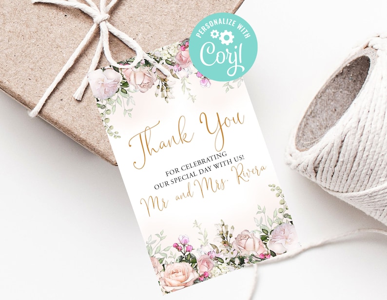 Wedding Thank You Tag Printable Gift Tags Template Favor Tags - Etsy
