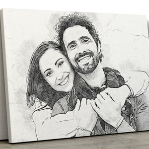 Custom Pencil Portrait From Photo Digital Print Personalized Mothers Day Gift Couple Drawing Sketch Wedding Photo Portrait Housewarming