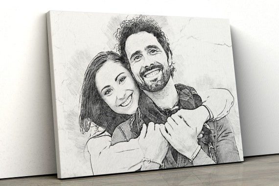 Digitally generated Sketch of kissing couple with pencil and message -  SuperStock