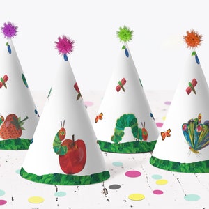 Very Hungry Caterpillar First Birthday Party Hat Decoration Birthday Party Decor Digital Instant Download Printable Template