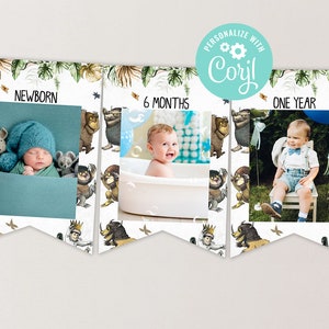 Where The Wild Things Are First Birthday Photo Banner Let Wild Rumpus Start Decorations Wild One Decor Editable Template Digital Printable