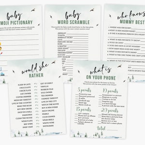 Set of 5 Baby Shower Games Printable Oh Boy Party Decoration Let the Adventure Begin Woodland Animals Decor Instant Download Digital