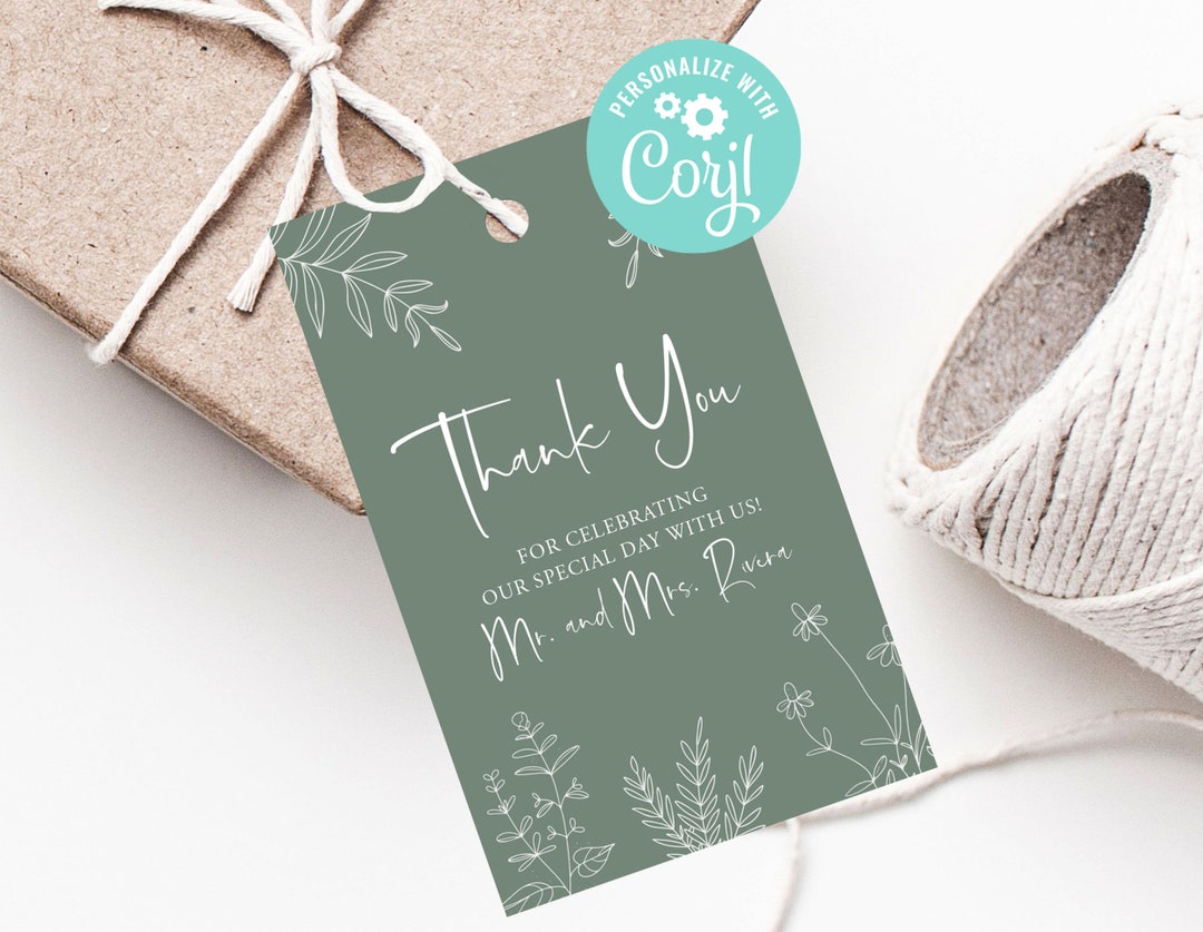 Wedding Thank You Tag Printable Gift Tags Template Favor Tags Bridal ...
