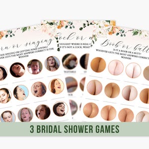 Hen Party Games Set of 3 Dirty Rude Bachelorette Party Printable Bridal Shower Pink Orange White Flowers Summer Bright Colorful Floral