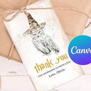 Wizard Baby Shower Thank You Tags Printable A Magical Bundle Is On The Way Decoration Favor Tag Birthday Party Decor Editable Template