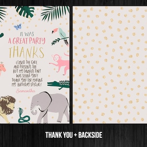 Calling All Party Animals Thank You Card Animals Wild One Jungle Safari Birthday Instant Download Editable Template Corjl Digital or Printed
