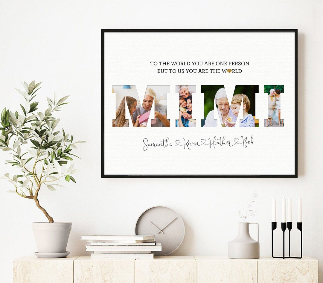 Custom Photo Collage Mothers Day Gift Mimi Personalized Pictures Canvas ...