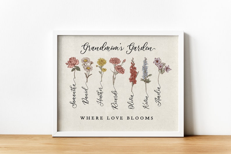 Personalized Mother's Day Gift for Grandma's Garden Print Custom Birth Flowers with Names Nana's Garden Mom's Flowers Digital Printable image 7