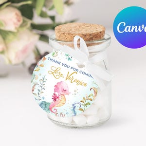Ocean First Birthday Girl Favor Tag Under the Sea Ocean Life Thank You Tags Gift Tags Birthday Party Decor Printable Editable Template