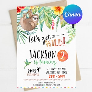 Let&#39;s Get Wild Birthday Invitation Boy Animals Party Jungle Invitation Zoo Invitation Safari Party Zoo Digital Printable Instant Download