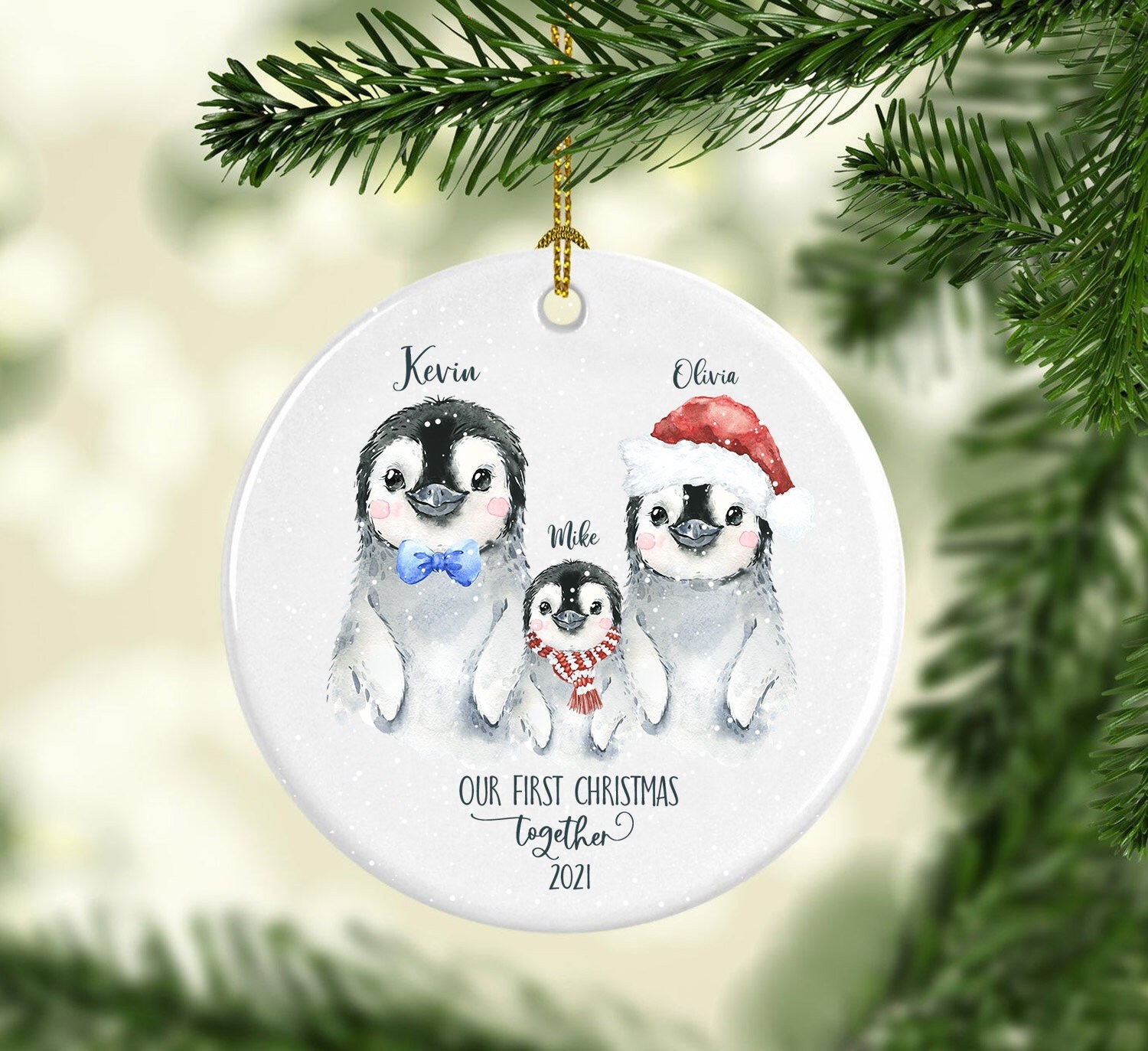 Personalized Penguin Family Christmas Ornament sold by ChaZhan | SKU