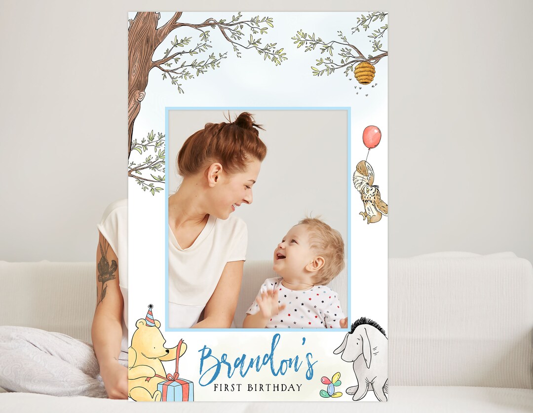 First Birthday Photo Booth Decor Boy Classic Winnie the Pooh Eeyore ...