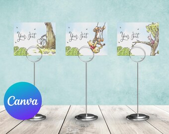 Baby Shower Food Labels Printable Winnie the Pooh Piglet Tigger Decoration Table Card Food Tent Card Birthday Party Decor Editable Template