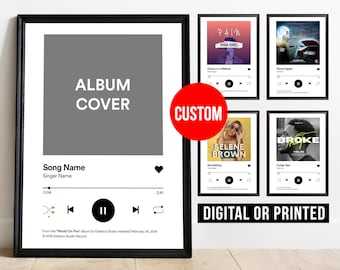 Pôster personalizado da capa do álbum em tela, arte de parede personalizada, pôster personalizado de aplicativo de música, presente de aniversário para amigo, impressão da capa do álbum favorito.