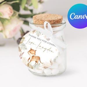 Wild One First Birthday Favor Tag Boho Safari Animals Party Tiger Thank You Tags Gift Tags Birthday Party Decor Printable Editable Template
