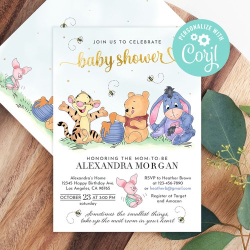Winnie the Pooh Baby Shower Invitation Piglet Tigger Eeyore - Etsy