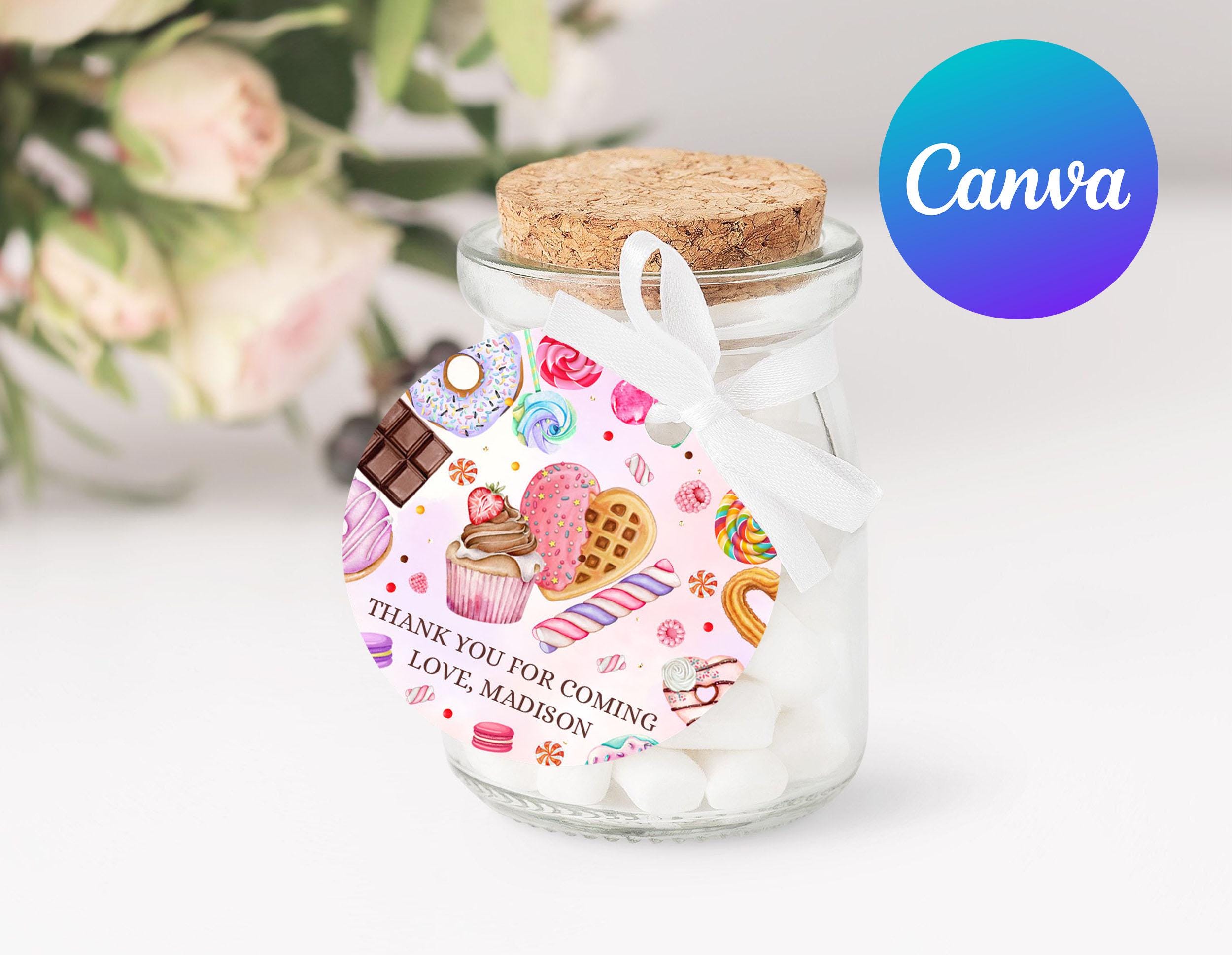 Sweet Birthday Favor Tag Pink Candy Land Sweets Celebration Lollipop Thank You Tags Gift Tags Party Decoration Printable Editable Template