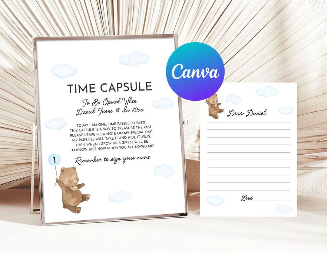 Teddy Bear First Birthday Time Capsule Cute Beary 1st Birthday Boy Blue ...