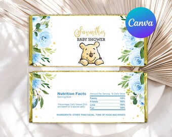 Baby Shower Chocolate Wrapper Winnie the Pooh Decoration Winnie the Pooh Party Hershey Bar Labels Template Editable Printable