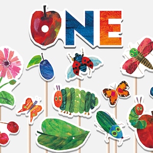 Very Hungry Caterpillar Centerpieces First Birthday Party Decoration Cutouts Cake Topper Printable Digital