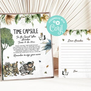 Where The Wild Things Are First Birthday Time Capsule Let the Wild Rumpus Start Matching Note Cards Digital Printable Editable Template