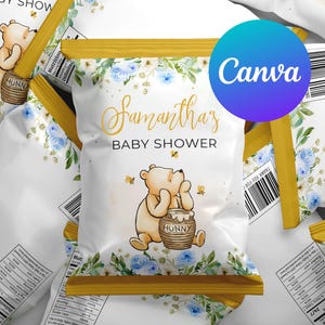 Baby Shower Chip Bags Classic Winnie the Pooh Decoration Editable Template Printable Digital