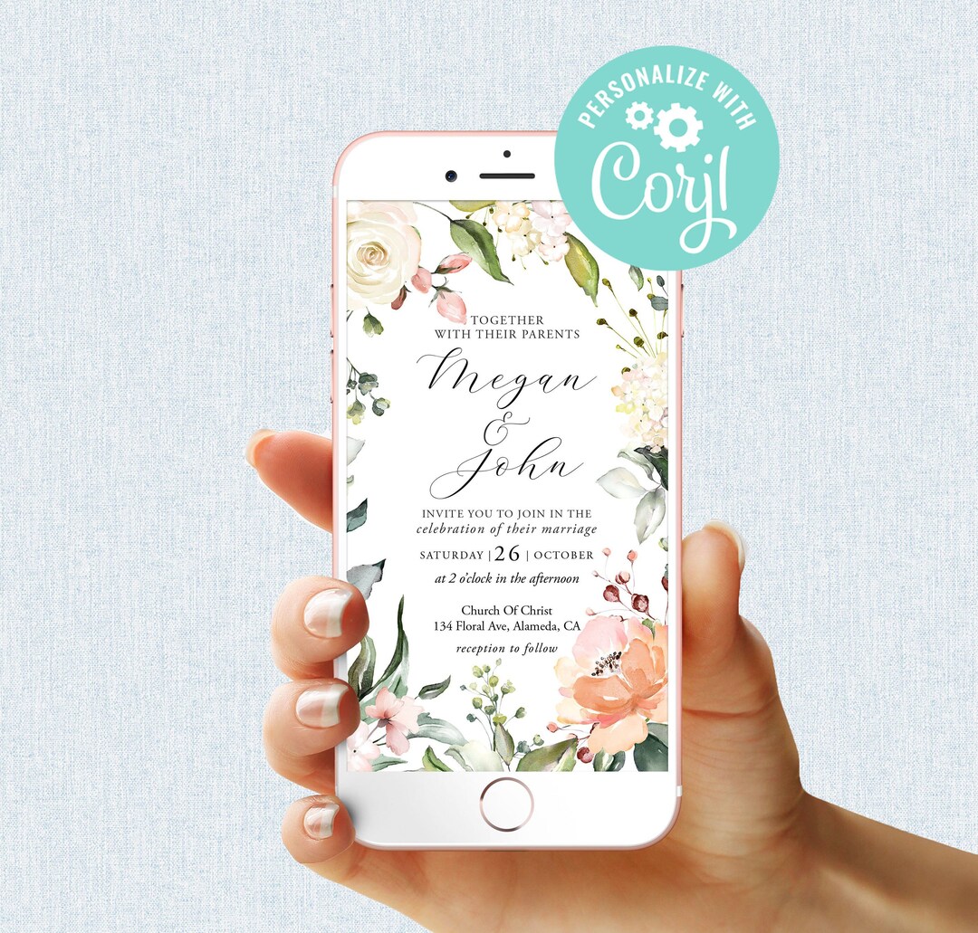 Wedding Evite Template Instant Download Digital Mobile Phone Electronic ...