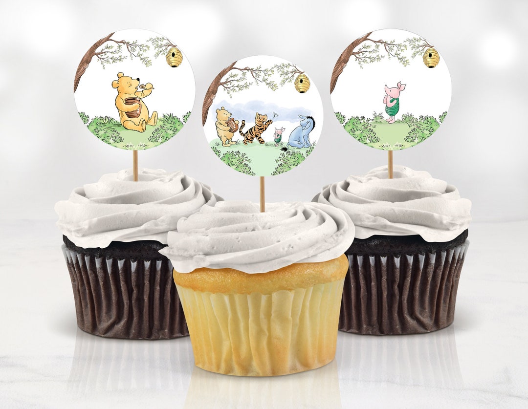 Baby Shower Cupcake Toppers Decoration Classic Winnie the Pooh Eeyore