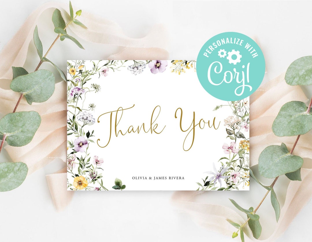 Wedding Thank You Card Template Editable Printable Digital Download or ...