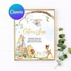 Storybook Baby Shower Custom Sign A New Chapter Fairytale Book Themed Classic Winnie Outdoor Yard Sign Editable Template Printable