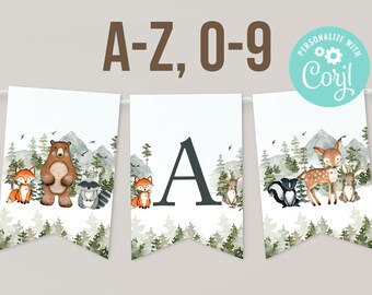 Woodland Baby Shower Banner Animal Printable Banner Template - Etsy