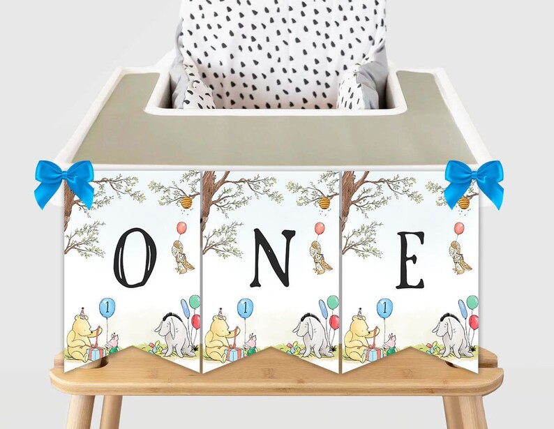 Printable High Chair ONE Birthday Banner Boy First Birthday Etsy