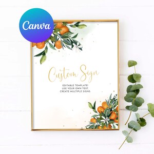 A Little Cutie is on the Way Baby Shower Custom Sign Clementine Orange Greenery Citrus Baby Outdoor Yard Sign Editable Template Printable