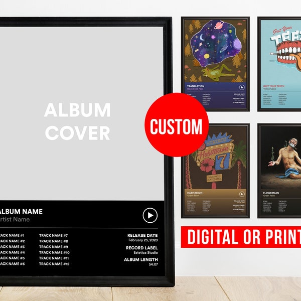 Custom Album Cover Poster Canvas Custom Wall Art Personalized Music App Poster Birthday Gift for Friend Album Art Favourite Album Print