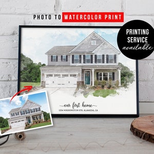 Ritratto di casa, pittura di casa, regalo di inaugurazione della casa, regalo per agente immobiliare, pittura di casa, ritratto di casa, pittura personalizzata, pittura di casa ad acquerello