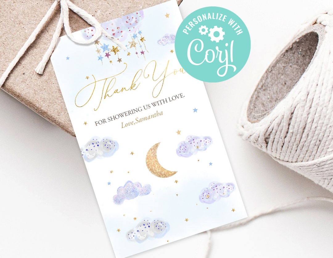 Baby Shower Boy Thank You Tags Printable Twinkle Twinkle Etsy