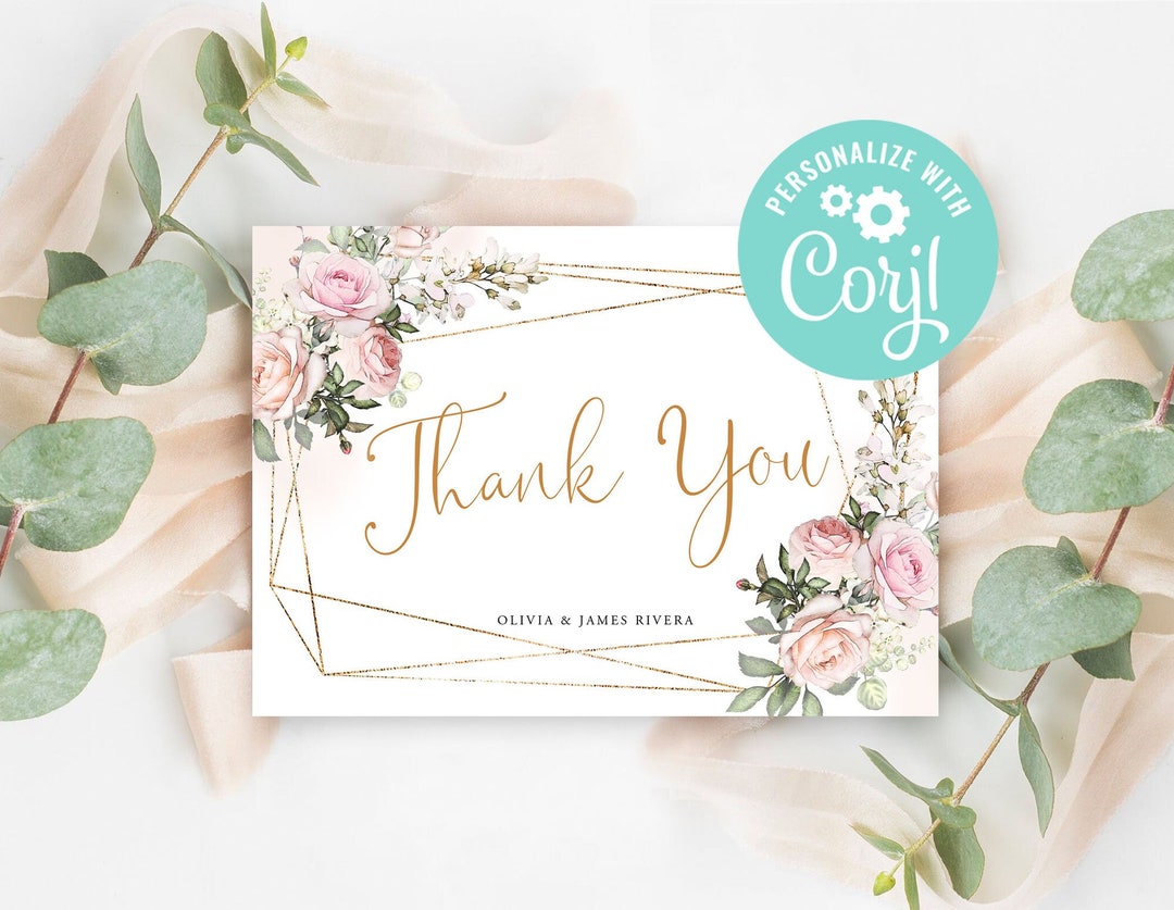 Wedding Thank You Card Template Editable Printable Digital Download or ...
