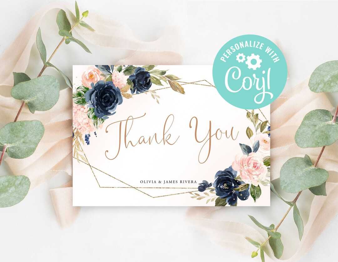 Wedding Thank You Card Template Editable Printable Digital Download or ...