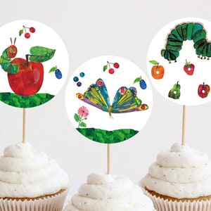 Sehr hungrig Raupe Erster Geburtstag Cupcake Toppers Dekoration Geburtstag Party Dekor Printable Digital Instant Download