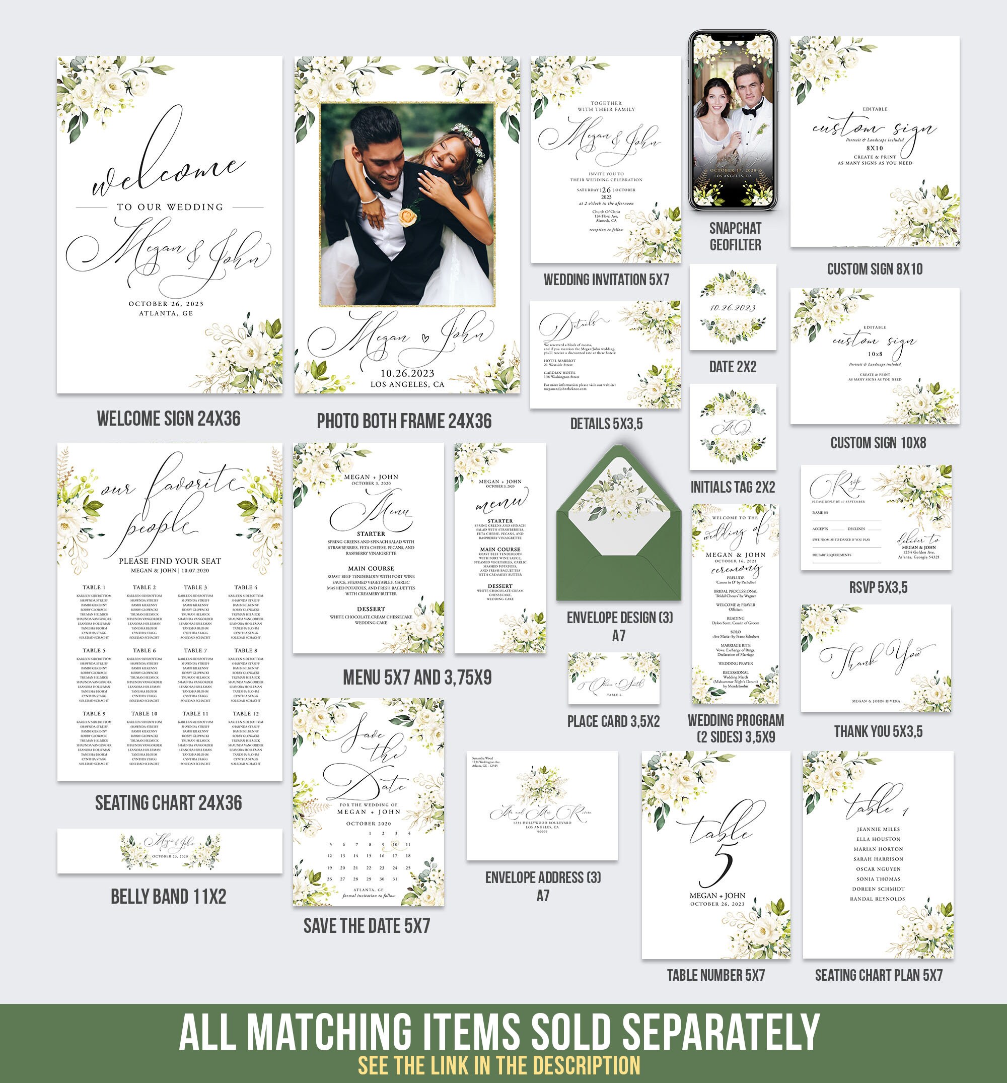 Wedding Evite Template Instant Download Editable Digital Floral Gold ...