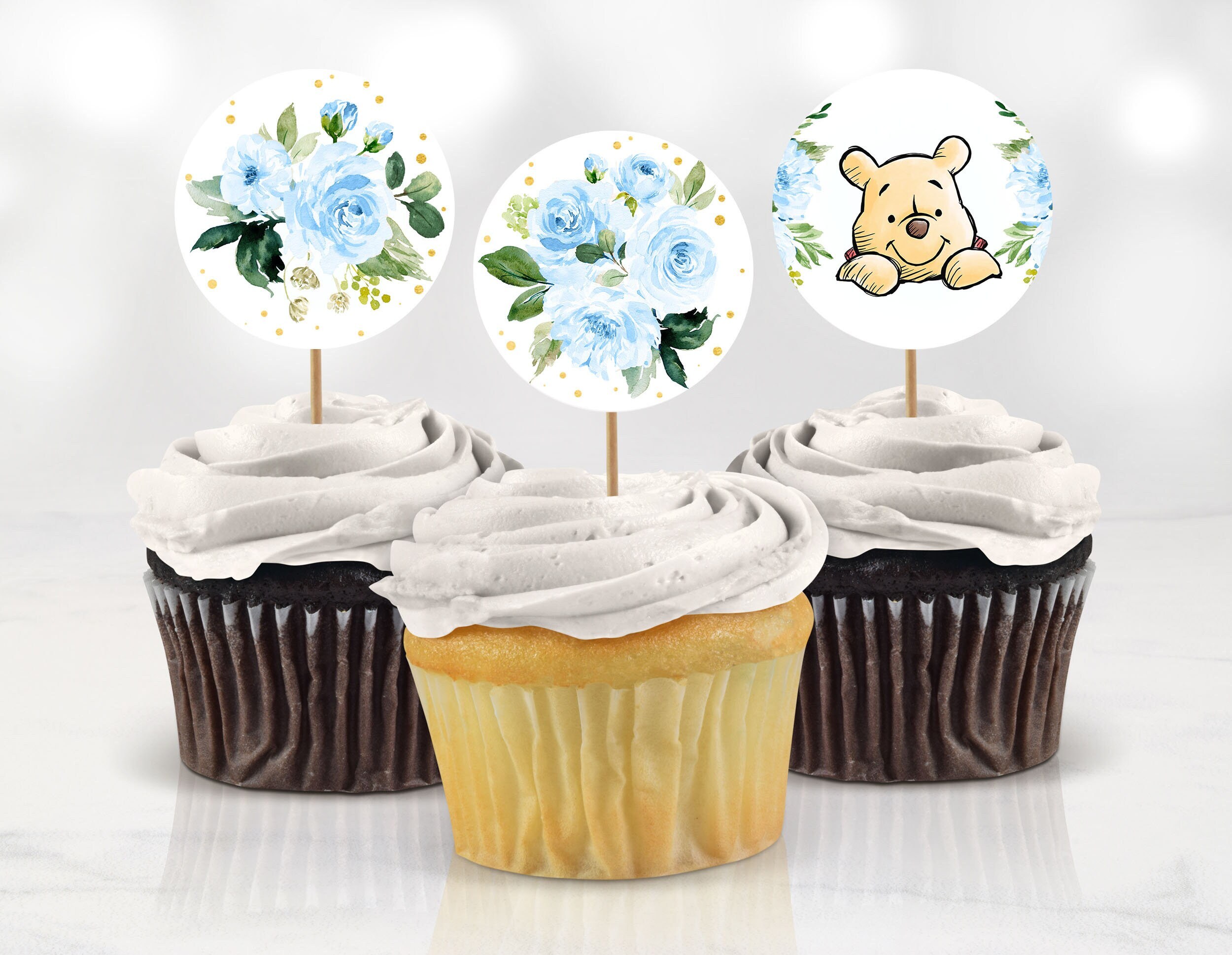 Decorazioni per cupcake di Winnie the Pooh, decorazioni classiche per feste (file stampabile) - Italia